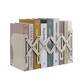 MSDADA Adjustable Bookends, Book Ends for Heavy Books, Expandable Book Organizer for Desk, Shelf, Office, School, for 6 7 8 9 10 11-15 Boys and Girls, Extends up to 19 inches (Beige)