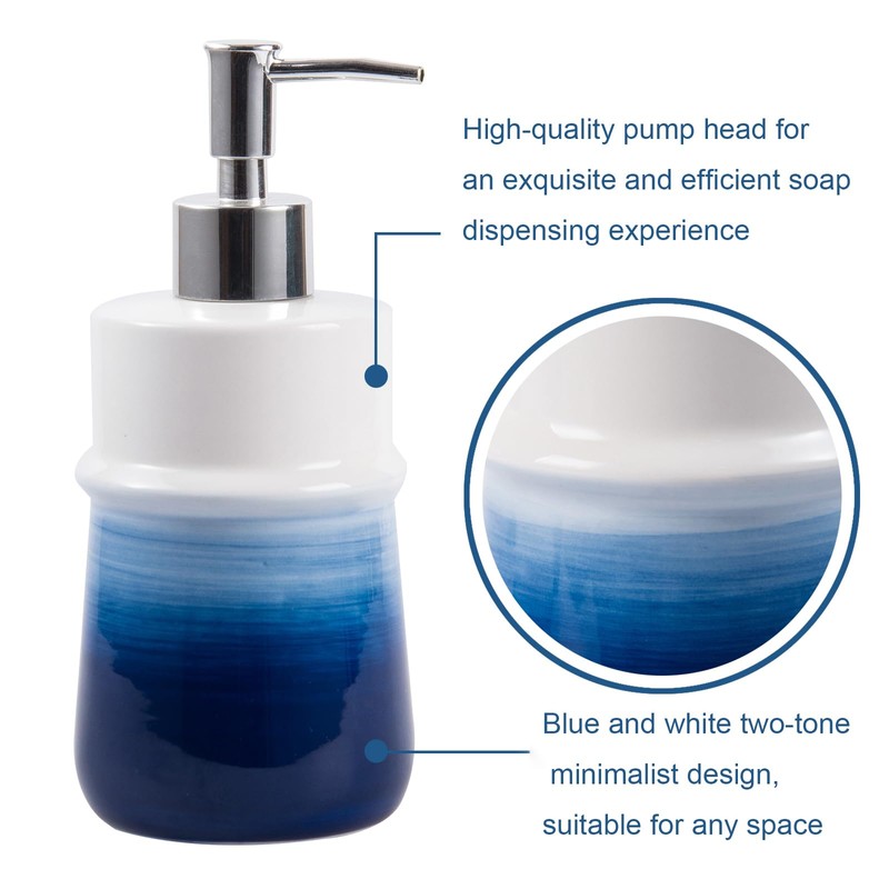 RZCNC Navy Blue Bathroom Accessories Set, 4-Piece Blue Ceramic Bathroom