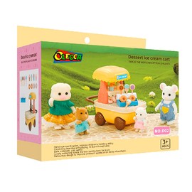 OLEOCA Family Dessert Ice Cream Cart Dollhouse Playset with Accessories Included