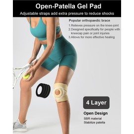 SUJAYU Knee Brace for Men Women Knee Braces for Knee Pain, Patellar Tendon Support Strap, Knee Brace for Meniscus Tear Compression Sleeve, Fit Under 170lbs (Black)