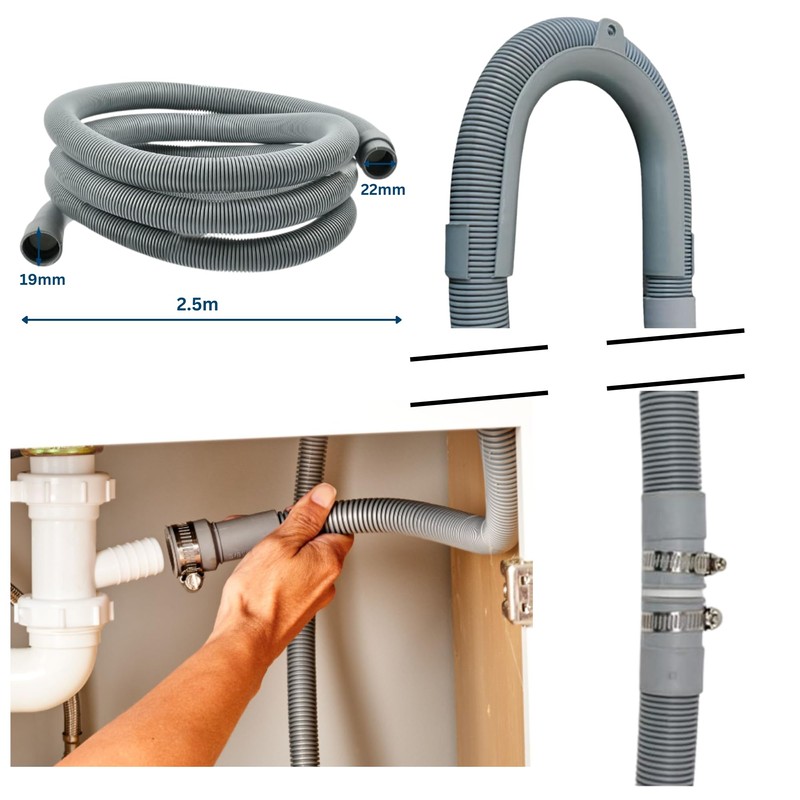 Extendable Washing Machine Hose, Drain Pipe Replacement or Extension Kit,