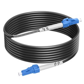 RamboCables 250 Feet (75 Meters) Outdoor Simplex Fiber Optic Cable, OS2 LC to LC Single Mode Fiber Patch Cable Armored (OS1/OS2 Compatible), 10GB 9/125um LSZH OD 3.0MM Black 𝙍𝙖𝙢𝙗𝙤𝘾𝙖𝙗𝙡𝙚𝙨