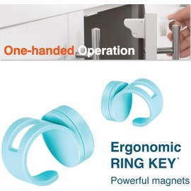 Roving Cove Ergonomic Magnetic Cabinet Baby Locks 16-pk, Child Proof Drawer Cupboard Latches, Adhesive, Easy Install with Starter Tape System