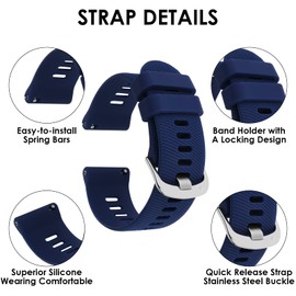 TIESOME Quick Release Silicone Watch Bands Replacement Rubber Watch Straps 18mm 20mm 22mm Smartwatches Bands for Men and Women Waterproof Sport Watchbands with 3 Colors (22mm, Blue)