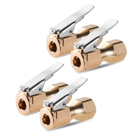 CZC AUTO - Mandril de aire de latón resistente, portabrocas de neumático recto de flujo cerrado con clip de bloqueo, portabrocas de neumático FNPT de 1/4 pulgadas para inflador de neumáticos,