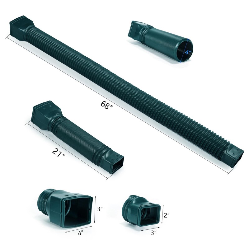 plusgutter Green1-Pack Rain Gutter Downspout Extensions Flexible, Drain Downspout Extender,Down