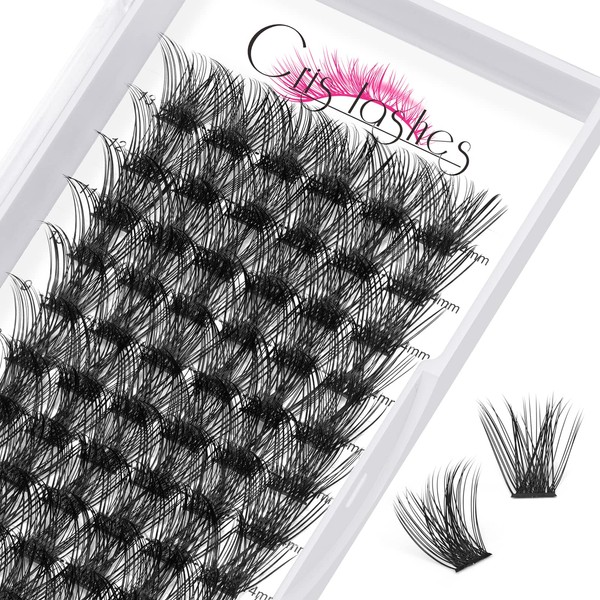 Crislashes Cluster Eyelashes D Curl 14 mm 13 Lines Single Eyelashes Volume DIY Eyelashes Reusable Segments at Home (H-D Curl–14 mm) 78 Pieces