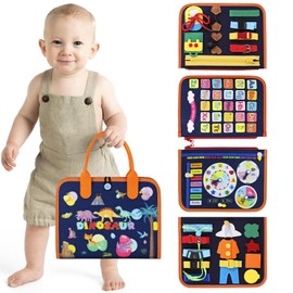 Supplim Busy Board Montessori Toy for Toddlers 1 2 3 4 5 Years Old - Educational Activity Sensory Board Preschool Learning Fine Motor Skills Toys, Toddler Travel Toy for Plane Car, Gift for Boys Girls