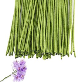 FUNSUEI 500 PCS 15.5 Inches 14 Gauge Floral Stem Wire, Green Floral Paper Wrapped Wire for Flower Making, DIY Arrangements and Decorations