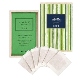 Nihon Kodo Itakuragi Green Tea Business Card Incense, Paulownia Box, 6 Bars
