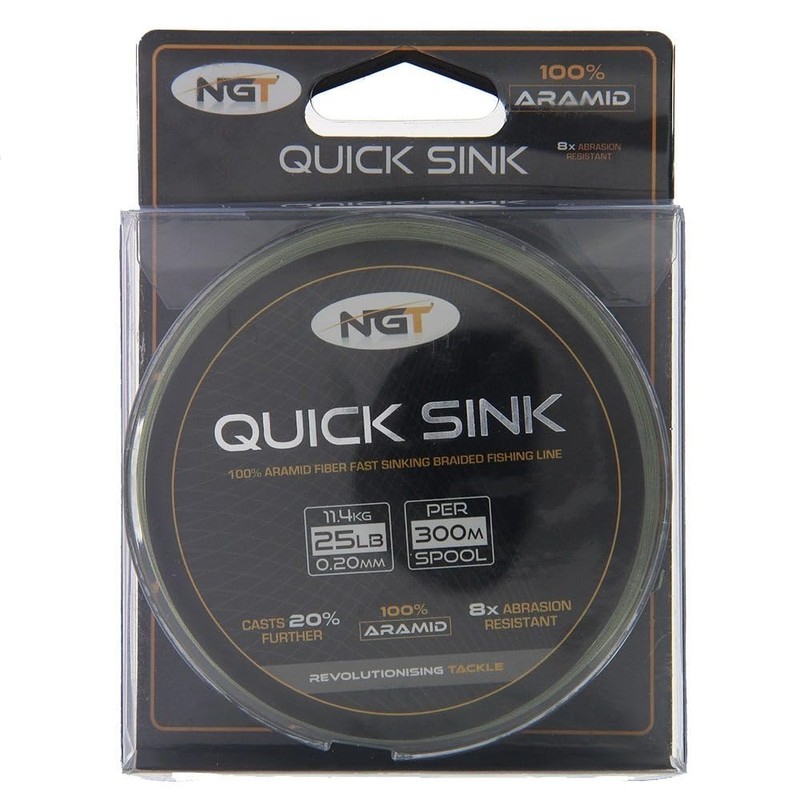 NGT Spool Of 'Quick Sink' Moss Braid - Green, 25