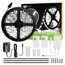 RAYZEEK Wireless Motion Activated LED Strip Lights,19.7FT LED Strip Lights with UL Listed Adapter,RF Wireless Motion Sensor Control Dimmer,Timing,Cool White (1×Controller+2×Motion Sensor)