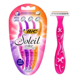 Máquinas de Afeitar Descartables Afeitadoras Rastrillos Desechables Femenina 3 Hojas Bic Soleil Color Collection 4 Piezas