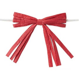 18 PK, 3-3/4" Deep Red Pre-Tied Raffia Paper Bows for Gift Baskets, Favor & Treat Bags, Gift Packaging