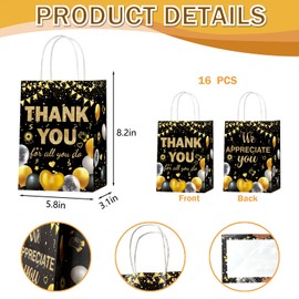 cocokawats 16 Pcs We Appreciate You Gift Bag Thank You Goodie Bags for Employee Staff Appreciation Gifts Pastor Teacher Doctor Retirement Appreciation Party