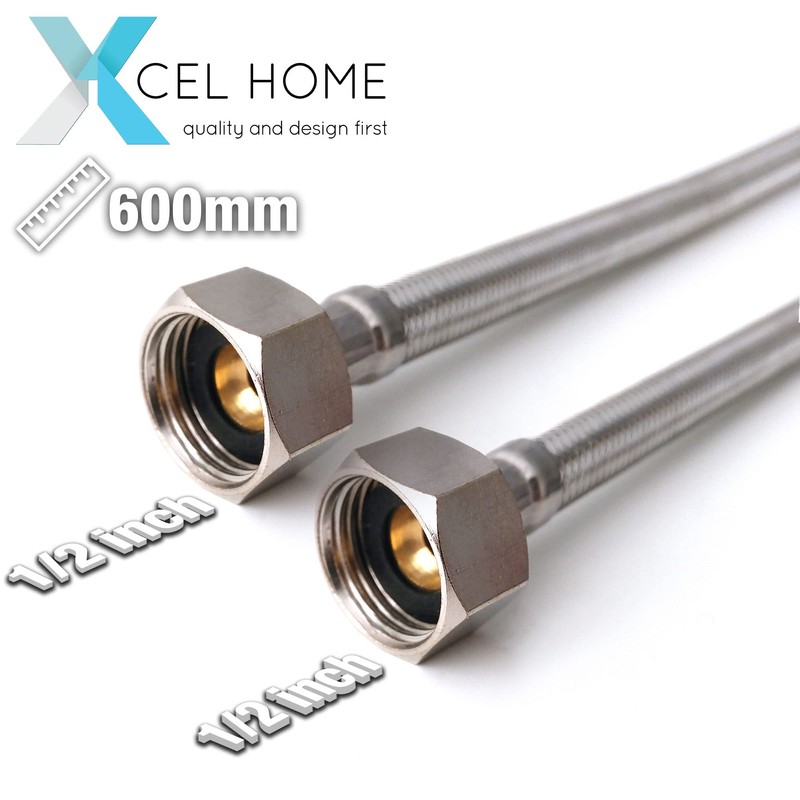 Pair of 1/2" x 1/2" BSP (600mm) Kitchen Basin Monobloc