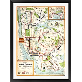 Subway Map 1930 Vintage Style Framed Poster