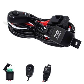 10ft LED Light Bar Wiring Harness 16AWG, YUGUANG 2 Lead Universal Led Wiring Harness Kit for 2 Light 12V 40A Fuse Relay 180W Power on Off Switch for LED Off-Road Driving Light Fog Light Work Light