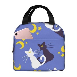 Sailor Moon Moon Kitties Lunch Bag for Women & Men, Insulated Lunch Box Cooler Tote Bags, Adult Reusable Lunch Boxes with Water Resistant for Work, Travel and Picnic