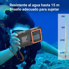vantisan Funda Protectora Profesional,Funda para teléfono subacuático,Carcasa Universal de fotografía submarina Adecuado para iPhone 17/16/15/14/13/12/11/XR/XS/X Pro MAX Samsung Galaxy(Negro Naranja)