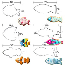 hitsuki Fish Cookie Cutter Set Fish shapes Stainless Steel Metal Cookie Molds，6pcs