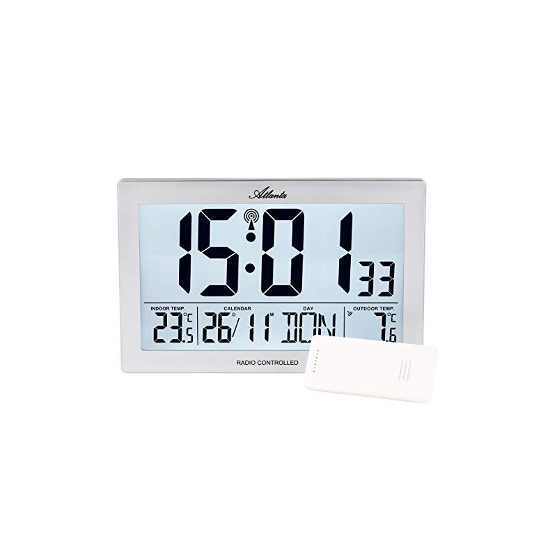 Atlanta Radio Wall Clock Digital with Temperature Display Indoor Outdoor