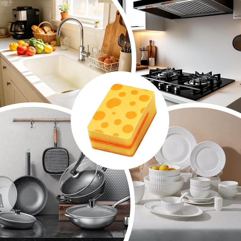 Genérico Dish Sponges Kitchen Cute Dot Double-Sided Non-Scratch Scrubbing