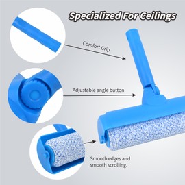 Nichiyo 10 Inch Ceiling Paint Roller with Shield Roller and Shield with Adjustable Head Ceiling Paint Roller No DripRoller Without Splatter Paint Brush for Painting Ceilings Walls((EL01117))