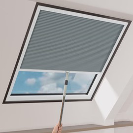 MYshade Cordless Skylight Shades Light Filtering Cellular Honeycomb Blinds for Roof Inclined Plane & Room Windows - Custom Size Light Filtering Room Darkening Shades, Easy Installation (Blue-Gray)