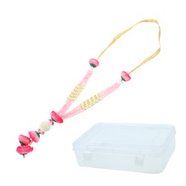 Artificial Mala Rose Flowers Ribbon Garland Haar Mala for Idol with Beads God Statues Accessories Pooja Sringar Articles Ornament for Indian Traditional Ganesha Festival Decorations (Size:-11")(Pink)