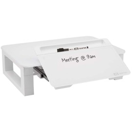 Quartet Desktop Glass Monitor Riser for Computer with Dry-Erase Board, Adjustable Height (Q090GMRW01)