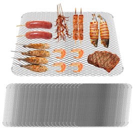 Grill Mesh Mat Set of 20,16x12 Disposable Grill Topper,Non-Stick Aluminum Grill Mats for Outdoor Grill,Easy to Clean Disposable Grilling Liners for Outdoor Smoker, Pellet, Gas, Charcoal Grills
