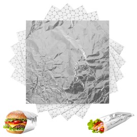 60 Packs Insulated Foil Sandwich Wrap Sheets 12"x12" Pre-Cut Aluminum Foil Wrap Sheets Sandwich Wrapper Greaseproof Waterproof Food Wrapping Paper for Sandwiches Burritos Hanburger Hot Dogs BBQ