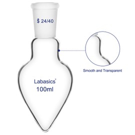 Labasics Glass Recovery Flask, Pear-Shaped Lab Flask Heavy Wall Single Neck Borosilicate Glass with 24/40 Standard Taper Outer Joint for Rotary Evaporator, 100 ml