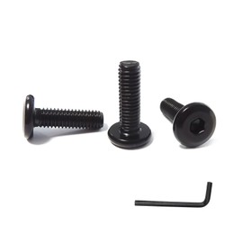 SHUNCHG 20 Pieces M6 x 20 Screws, Flat Head Screws M6 Hex Socket, Stainless Steel A2 V2A, Pan Head Screws Full Thread Black Oxide with 1 Hex Key