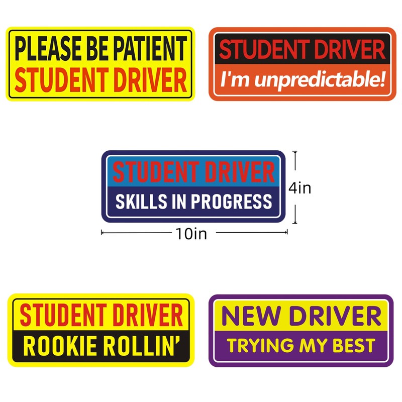 Non-Magnetic Student Driver Stickers - Removable Student Driver Stickers, Safe