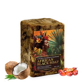 100% Natural African Black Soap | Skin Brightening & Black Spot Removal Unprocessed, Handmade, | Anti-Ageing, Acne Care, Deep Hydration & Moisturizer | Ethically Sourced for All Skin Types