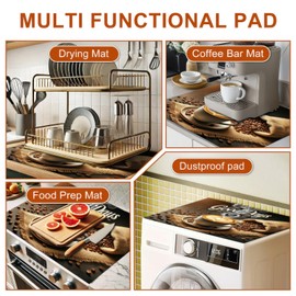 HOMETITUTE Stove Top Cover 28x20 Inch Diatomite Good Days Coffee Bar Decor Kitchen Counter Pad Dish Drying Mat Coffee Station Mat Heat Resistant Cooktop Protector Decor