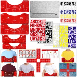 Tshirt Ruler Guide for Vinyl Alignment - T Shirt Ruler Guide for Heat Press, Shirt Measurement Tool for Heat Press, T-Shirt Ruler Centering Guide with Stickers