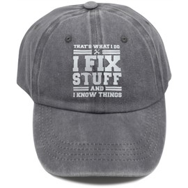 Himozoo Baseball Cap for Men Women Cotton, I Fix Stuff and I Know Things Vintage Dad Cap, Adjustable Stuff Cap for Men Funny (UK, Alpha, XL, Trucker Hat Lightgrey)