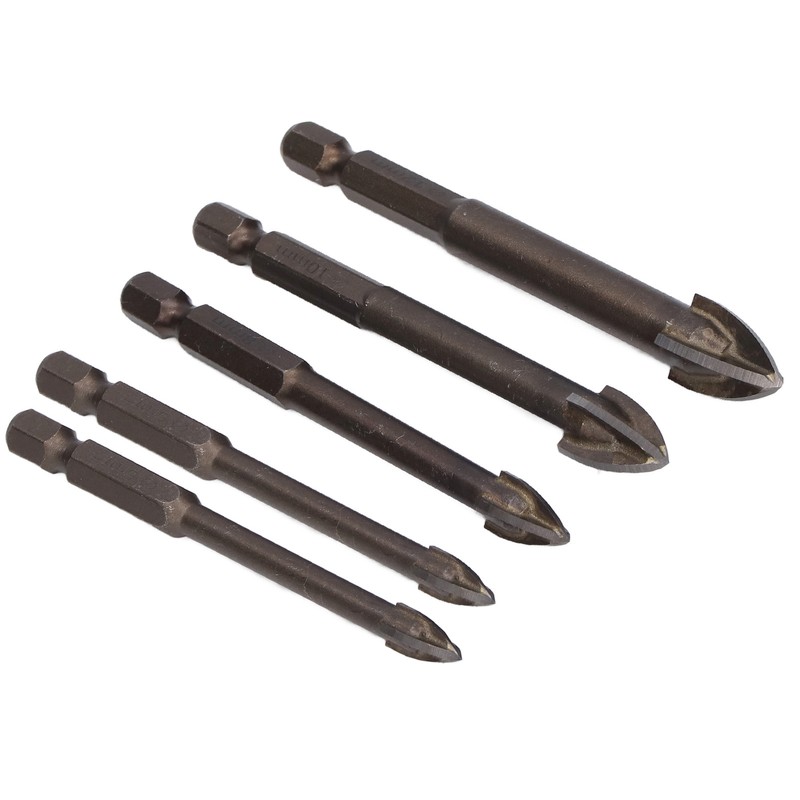 5Pcs Cross Tile Drill Bit Carbide Hex Shank Drills Bits