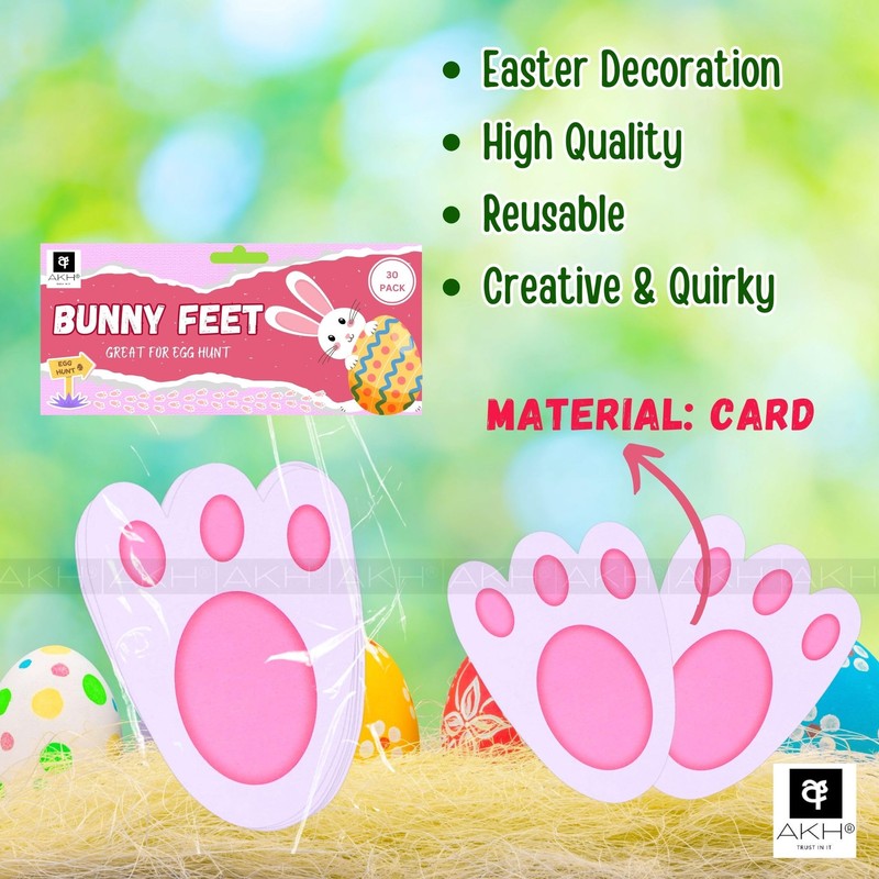 AKH® Easter Bunny Feet Decorations - 30 Pack Bunny Footprints