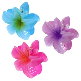 6 Pieces Large 8cm Assorted Double Sided Hawaiian or Daisy Flower Hair Clamps Claw Clips - Non-slip Jaw Clips Medium Hair Clamps for Thick Curly Long Hair, Wide Grip Hair Accessories for Women Girls