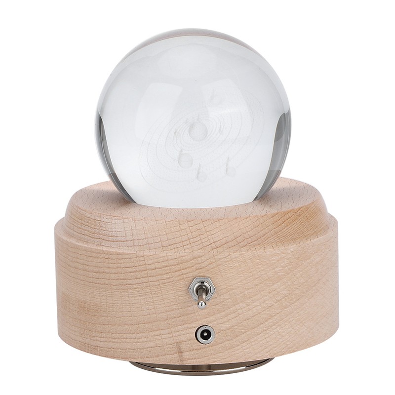 Solar System Pattern Crystal Ball Rotating Music Box USB Charging