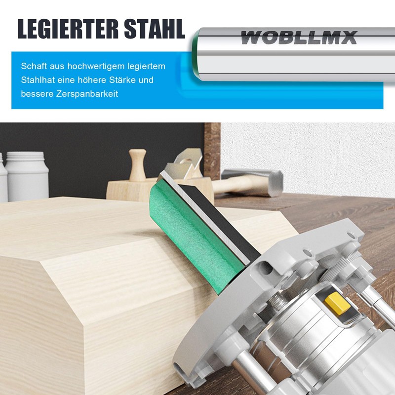 WOBLLMX 8 mm Shank Flush Cutter, Diameter 14 mm, Working