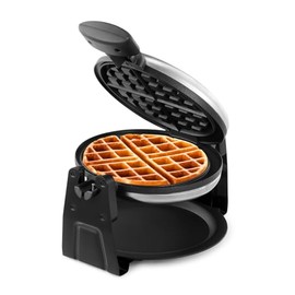 Holstein Housewares Rotating Belgian Waffle Maker with Non-Stick Coating, Stainless Steel, 7-INCH, Thick Belgian Waffles in Minutes | Perfect for Breakfast, Brunch, and Snacks