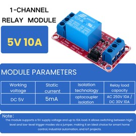 LAOMAO 5V 1-Channel Relay Module, 250VAC/10A, Optocoupler Isolation, High/Low Level Trip, Compatible with Arduino, Raspberry Pi, SPS, Smart Home & Industry (Pack of 5)