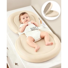 Baby Changing Pad with Waterproof & Wipe-Clean, Non-Slip Foldable PU Diaper Changing Pad, Adjustable Safety Belt, Changing Pad for Dresser, Changing Table,30"X19",Yellow