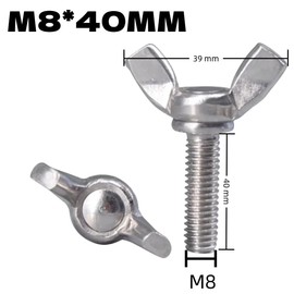 10pcs M8*40MM Butterfly Wing Bolts Stainless Steel Wing Nuts and Bolts Heavy Duty Hand Twist Tighten Fasteners Screws for DIY Tools
