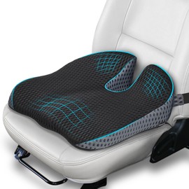 Ajiteogy Car Seat Cushion, Memory Foam Car Wedge Seat Cushion for Driving, Height Booster & Posture Support, 4D Mesh Seat Pad with Adjustable Straps - Universal Fit for Office/Vehicle